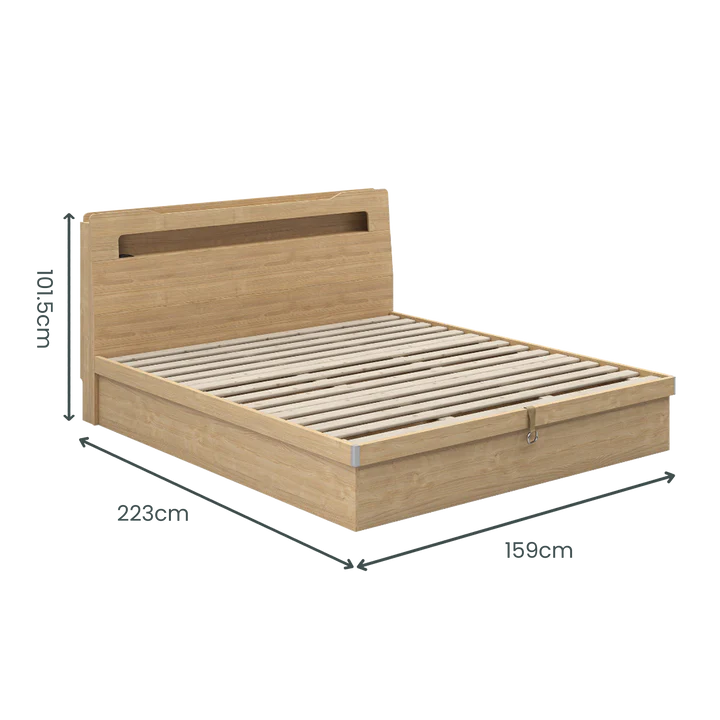 Doria Storage Bedframe, Queen, Oak