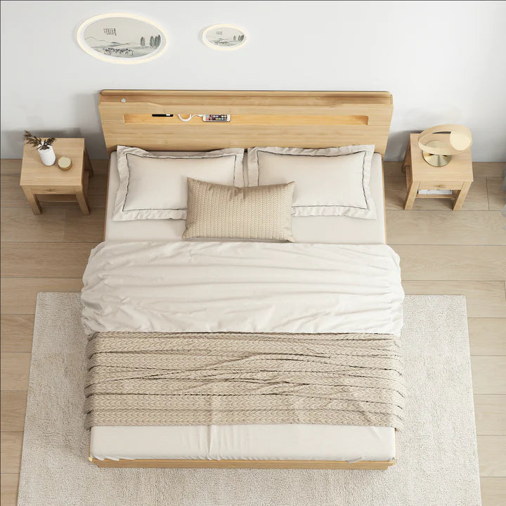 Doria Storage Bedframe, Queen, Oak