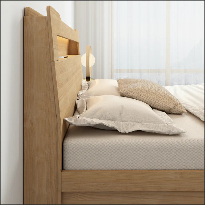 Doria Storage Bedframe, Queen, Oak