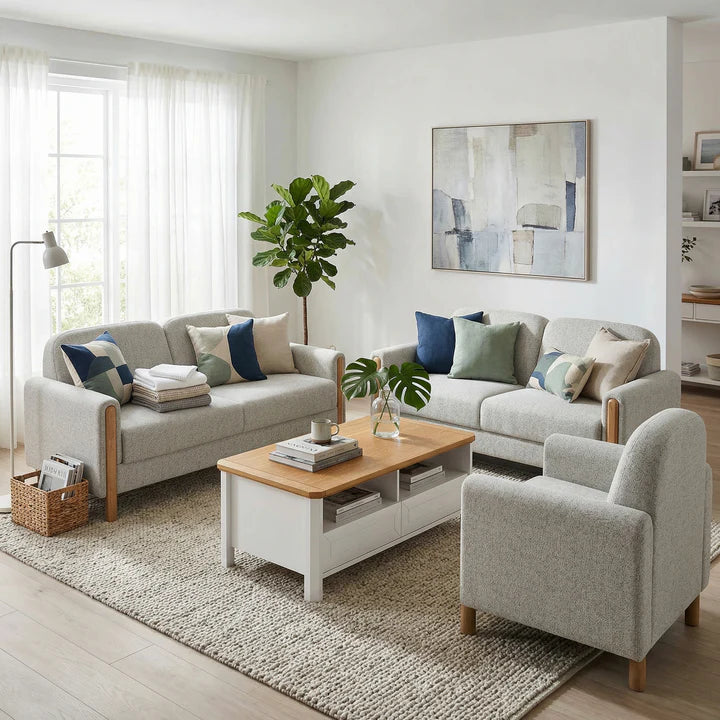 Stoven Three Seater Sofa, Beige