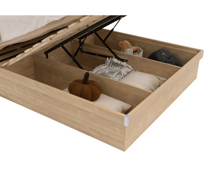 Doria Storage Bedframe, Queen, Oak
