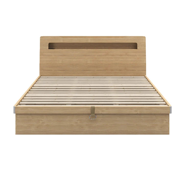 Doria Storage Bedframe, Queen, Oak