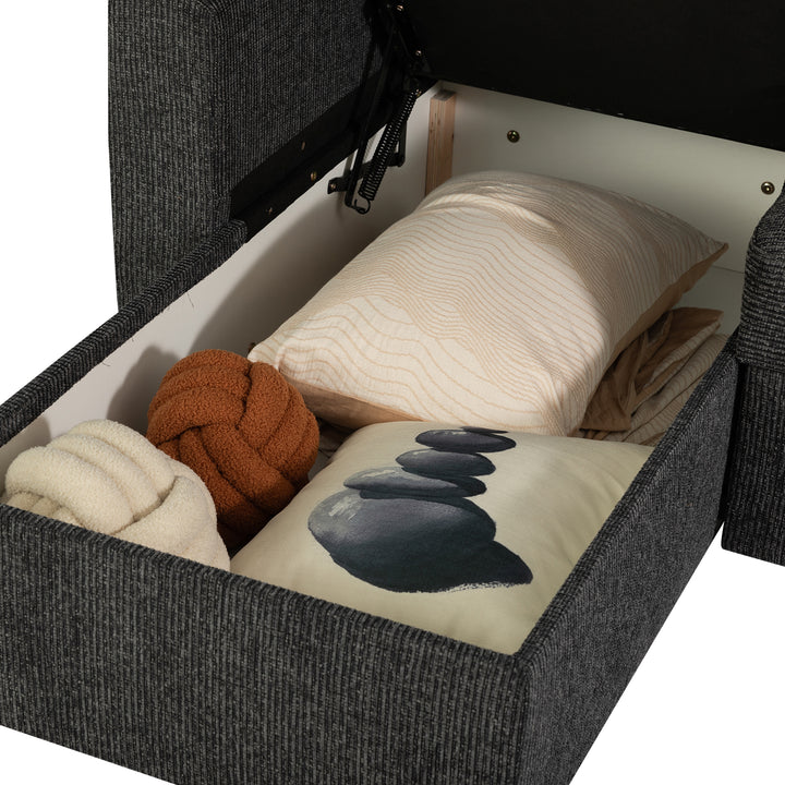 Nola 3 Seater Sofa bed with Storage, Carbon Black