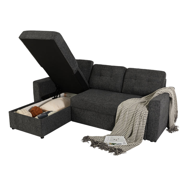 Nola 3 Seater Sofa bed with Storage, Carbon Black